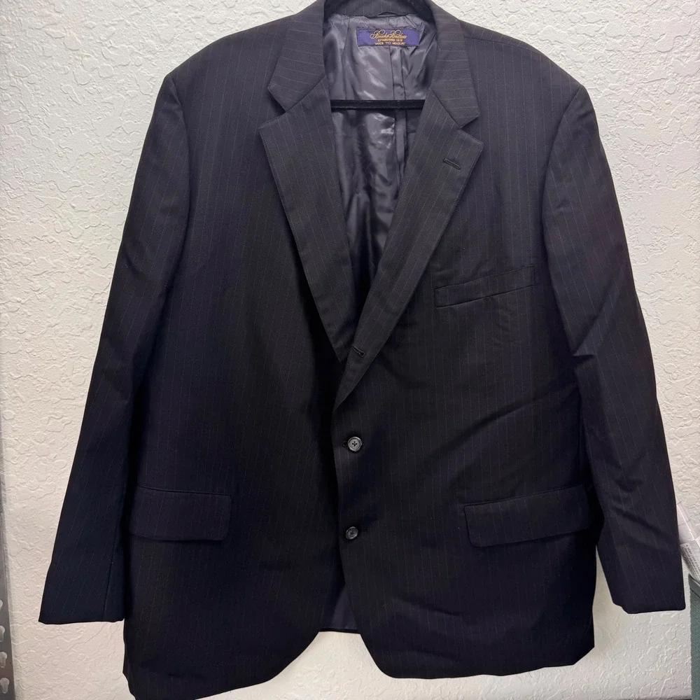 Brooks Brothers Made to Measure Navy Pinstripe Blazer Mens USA Union Made Wool